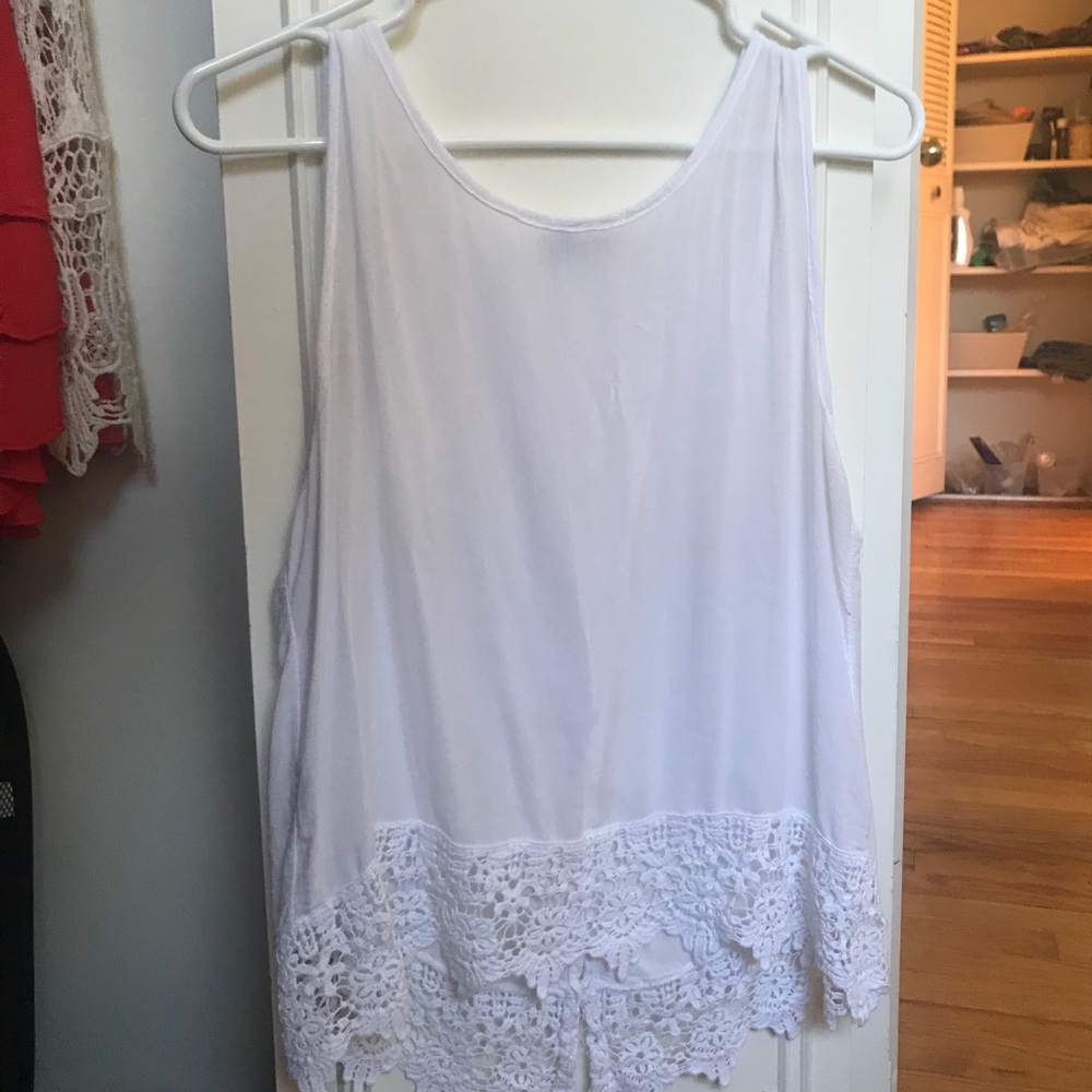 White tank top with floral details